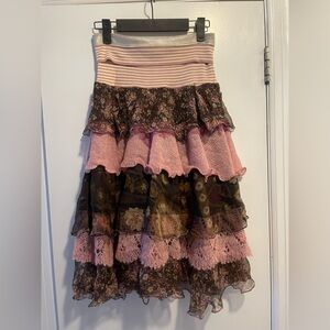 Floral and Pink Layered Skirt